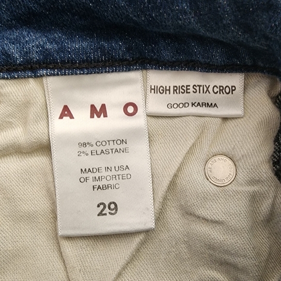 AMO High Rise Stix Cropped Skinny Jeans in Good Karma Sz 29 - Picture 11 of 11